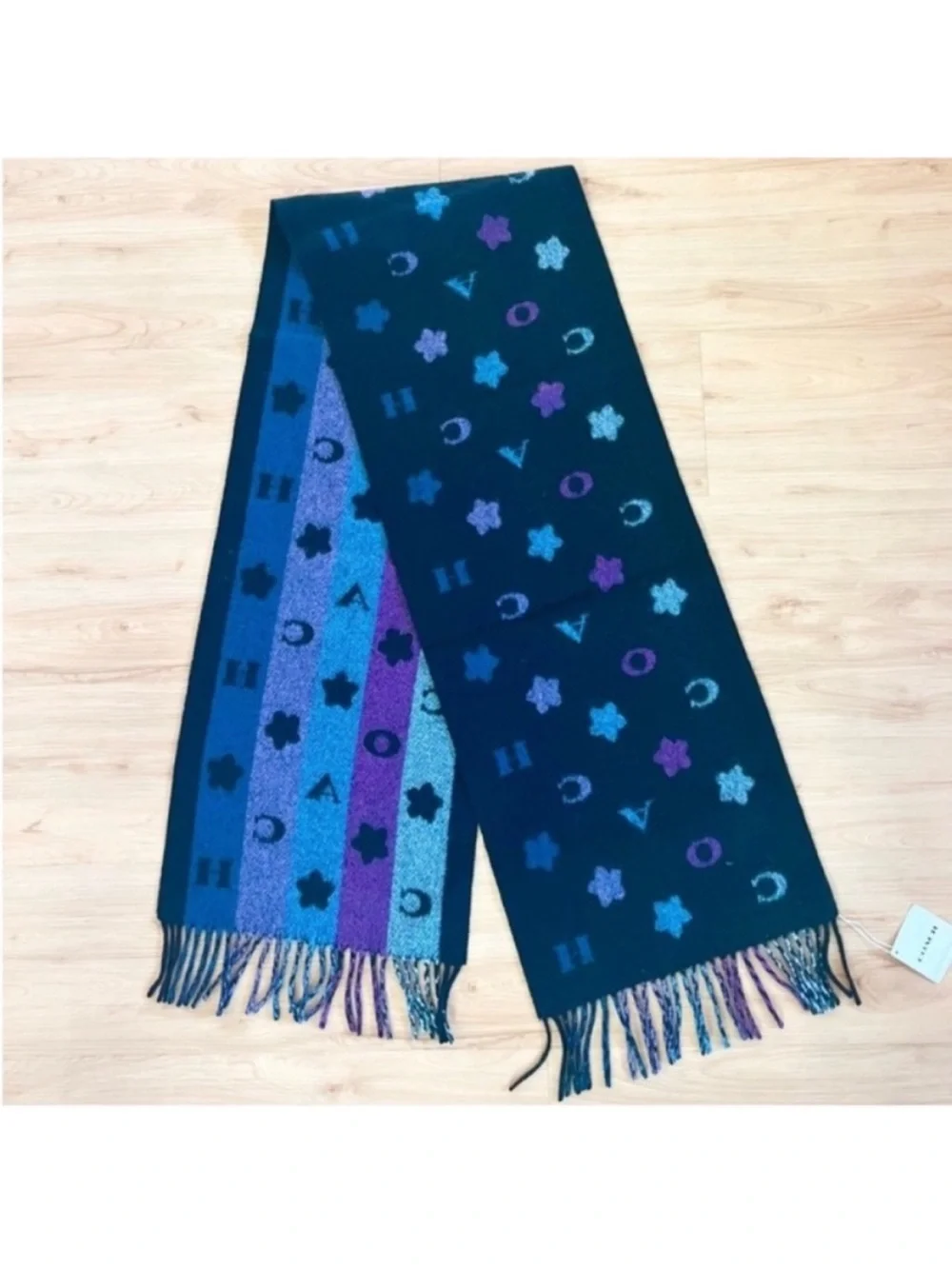 Coach Coach Stars Striped Print Muffler 100% Wool# 4623